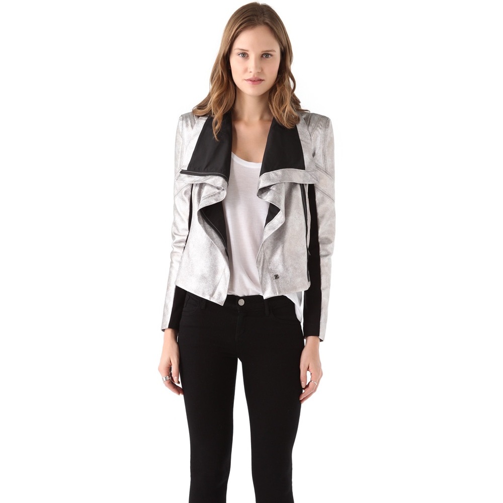 BCBGMAXAZRIA Orson Metallic Moto Jacket